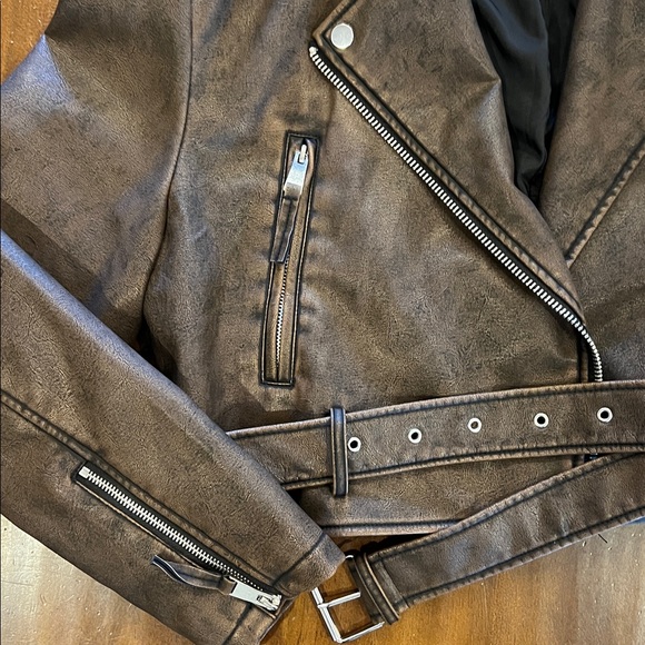 Lily & Lottie Brown Moto Jacket - Picture 3 of 3